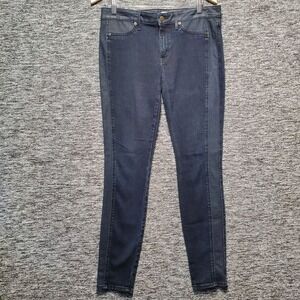 Cache Skinny Jeans Womens 28 Black Coated Tuxedo Stripe Denim Pants